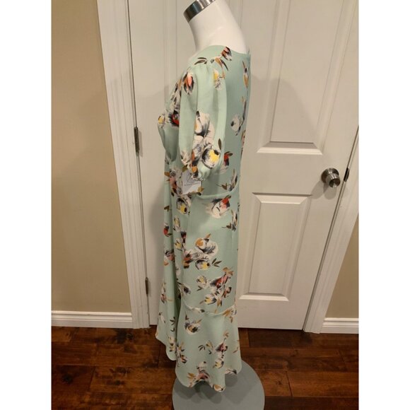 Lauren Ralph Lauren Light Green Floral V-Neck Maxi Dress, Size 12 - Picture 5 of 7